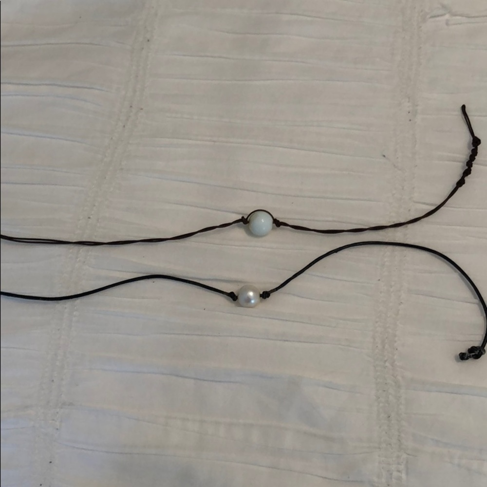 Leather with pearl necklace